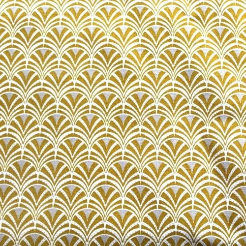 Tissu éventails jaune et blanc 50x80cm